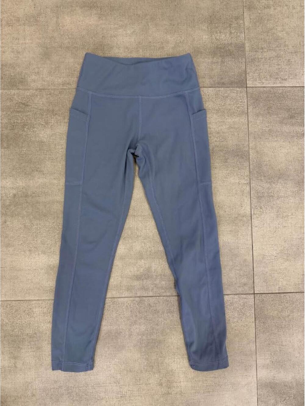 6/7 S • Blue High-Waisted Athletic Leggings with Side Pockets Size S Girls
